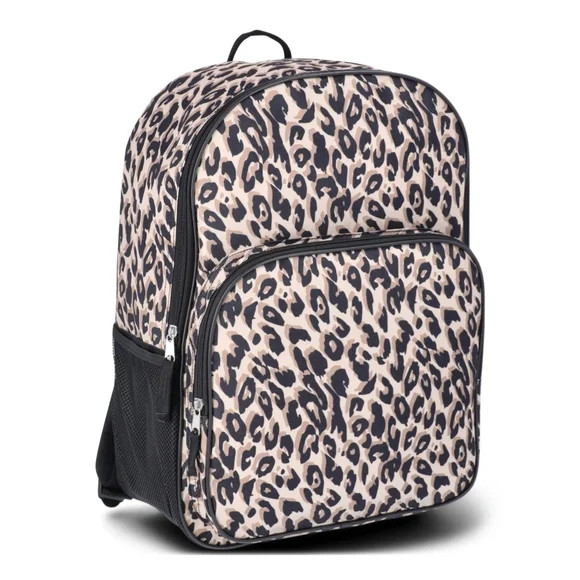 Leopard Print Backpack in Beige and Black - Picture 8 of 9